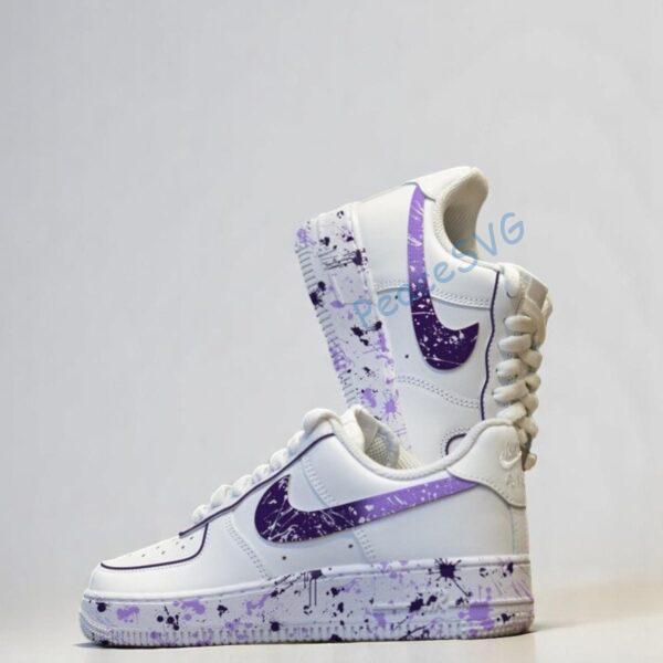 Custom Purple Splatter Air Force 1: Hand-Painted Sneakers