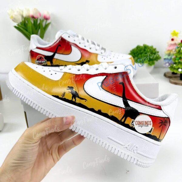 Alternative view of Hand Painted Dinosaur Sunset Sneakers: Custom Air Force 1